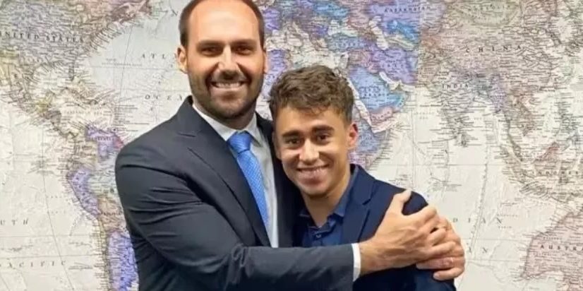 Mensagens revelam críticas de Eduardo Bolsonaro a Nikolas Ferreira por suposta tentativa de se afastar do ex-presidente - Imagem do artigo original